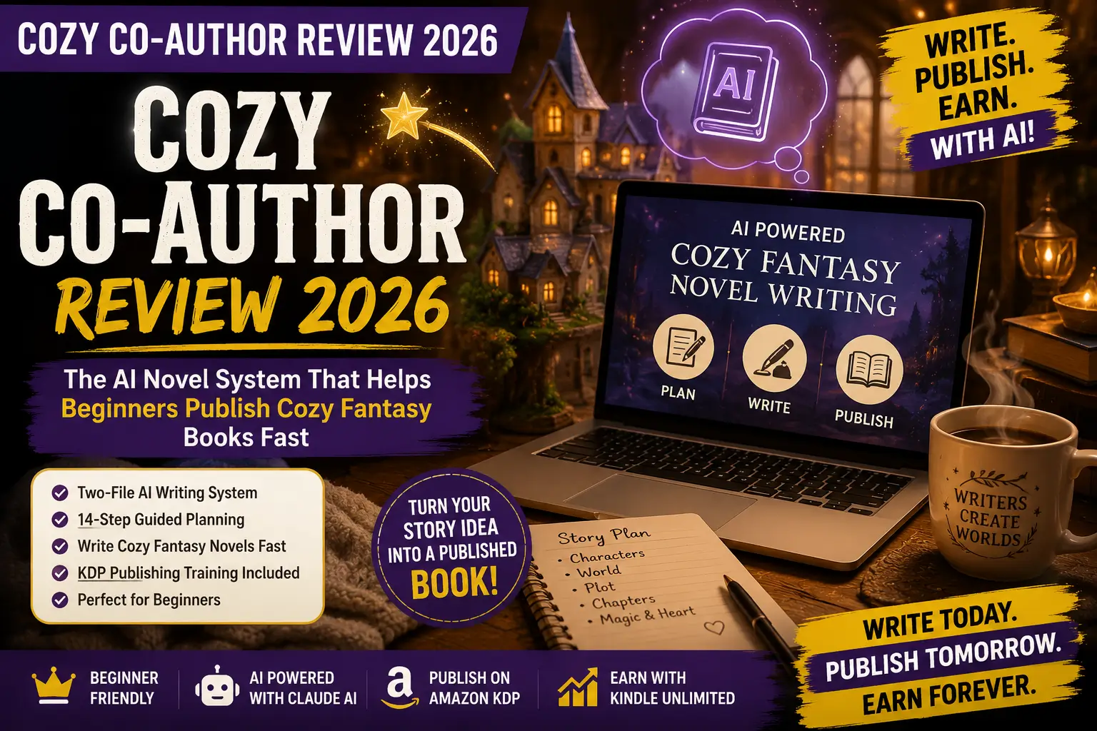 Cozy Co-Author Review 2026 – AI Tool That Helps Beginners Publish Kindle Novels Fast